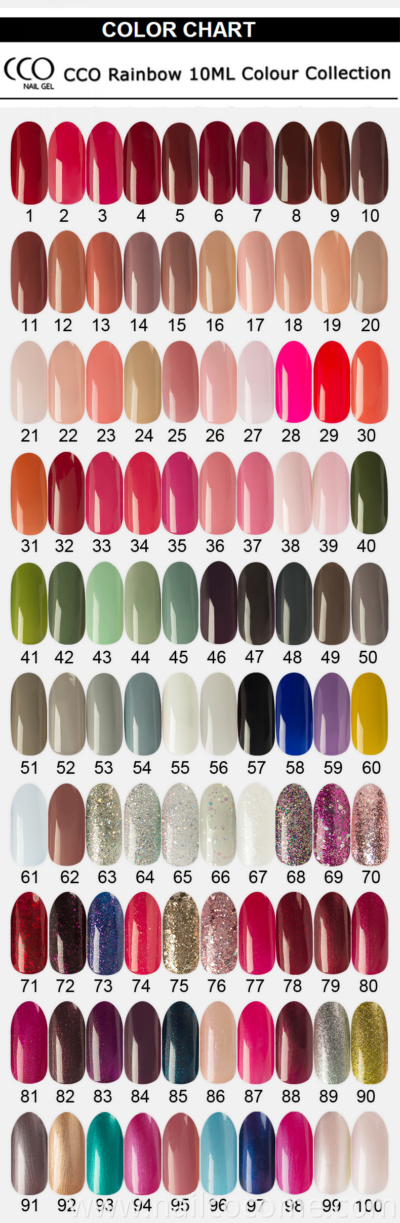 CCO rainbow 150 colors gel nail polish 10 ml soak off glitter nail polish